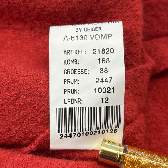 Geiger Of Austria Red Sleeveless Fitted Elegant Classic Warm Pure Wool Dress 6-8 - Picture 7 of 10